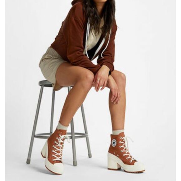 NIB Converse Chuck 70 Brown De Luxe Heel Hi Top Unisex Platform Shoes W9 M7 - Picture 13 of 14